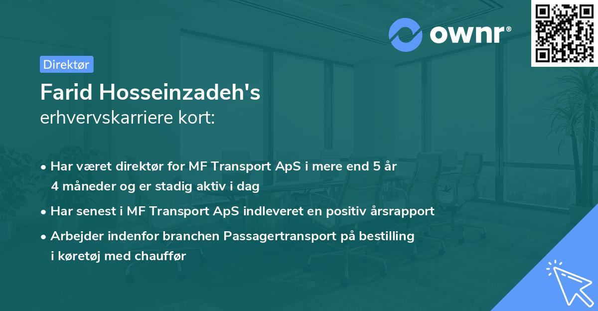 Farid Hosseinzadeh's erhvervskarriere kort