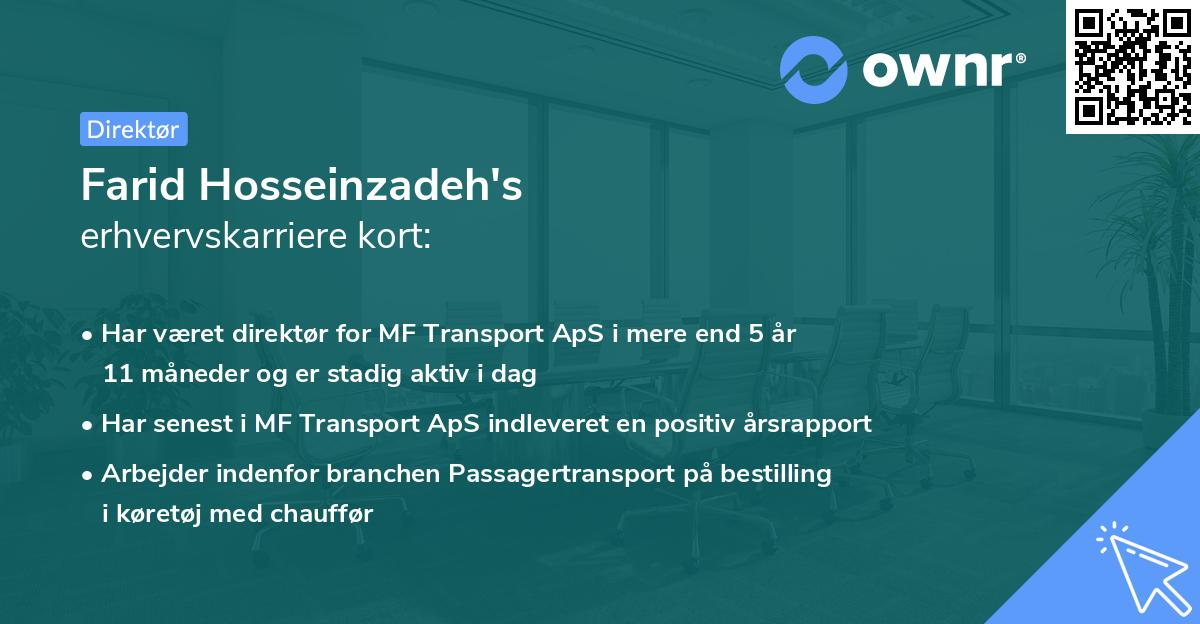 Farid Hosseinzadeh's erhvervskarriere kort