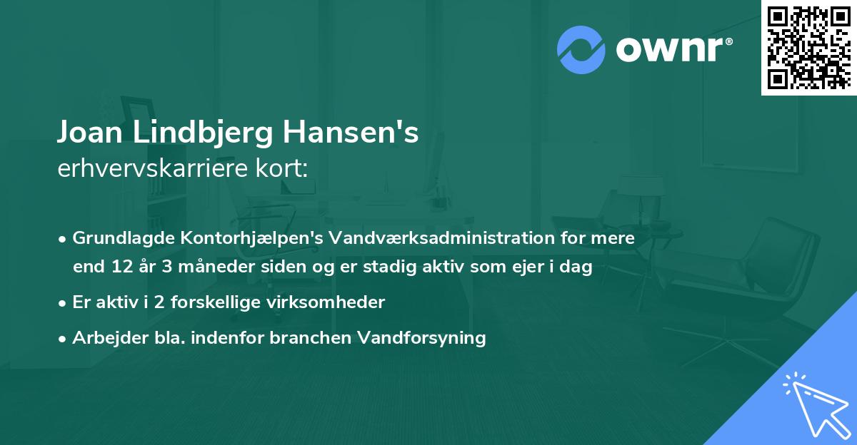Joan Lindbjerg Hansen's erhvervskarriere kort