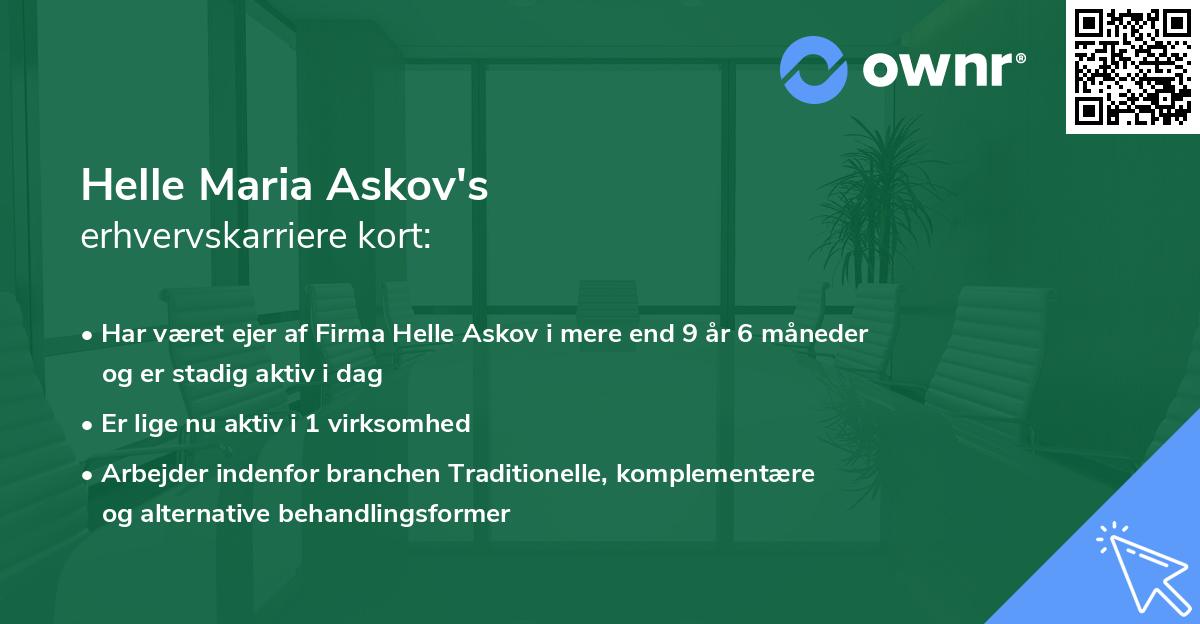 Helle Maria Askov's erhvervskarriere kort