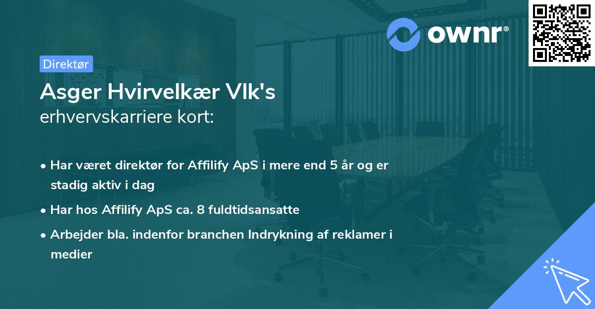 Asger Hvirvelkær Vlk's erhvervskarriere kort