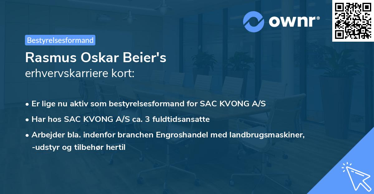 Rasmus Oskar Beier's erhvervskarriere kort