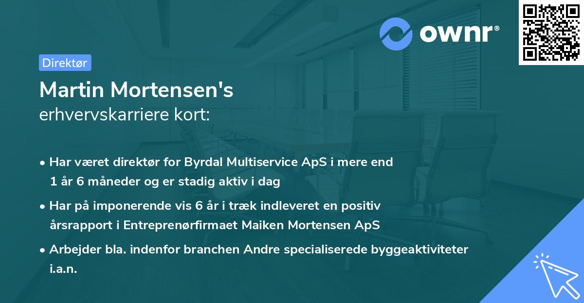 Martin Mortensen's erhvervskarriere kort
