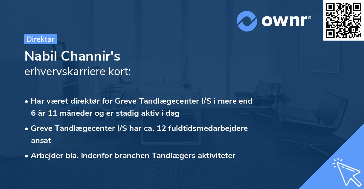 Nabil Channir's erhvervskarriere kort