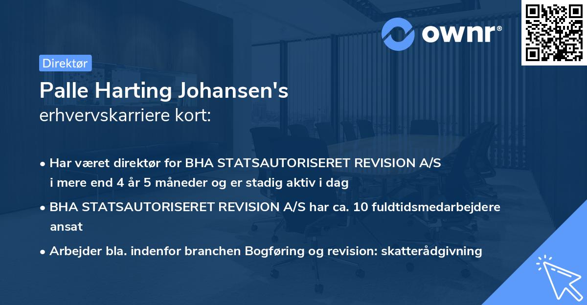 Palle Harting Johansen's erhvervskarriere kort