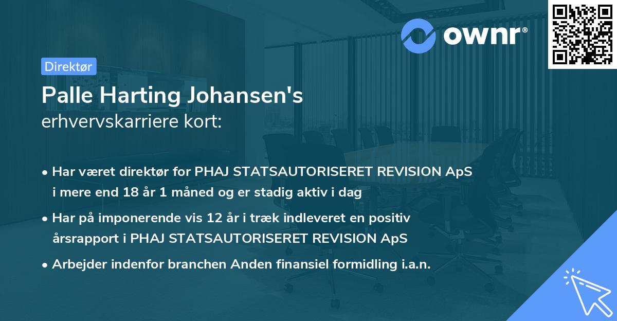 Palle Harting Johansen's erhvervskarriere kort