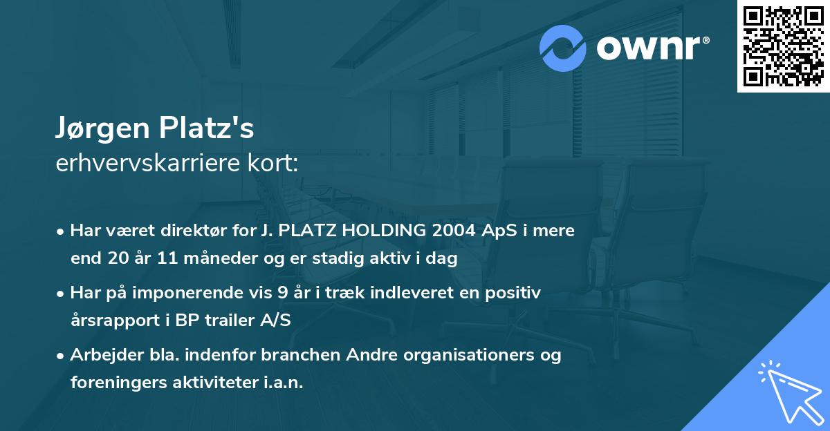 Jørgen Platz's erhvervskarriere kort