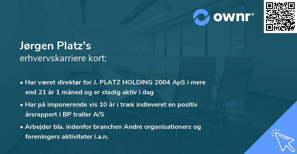Jørgen Platz's erhvervskarriere kort