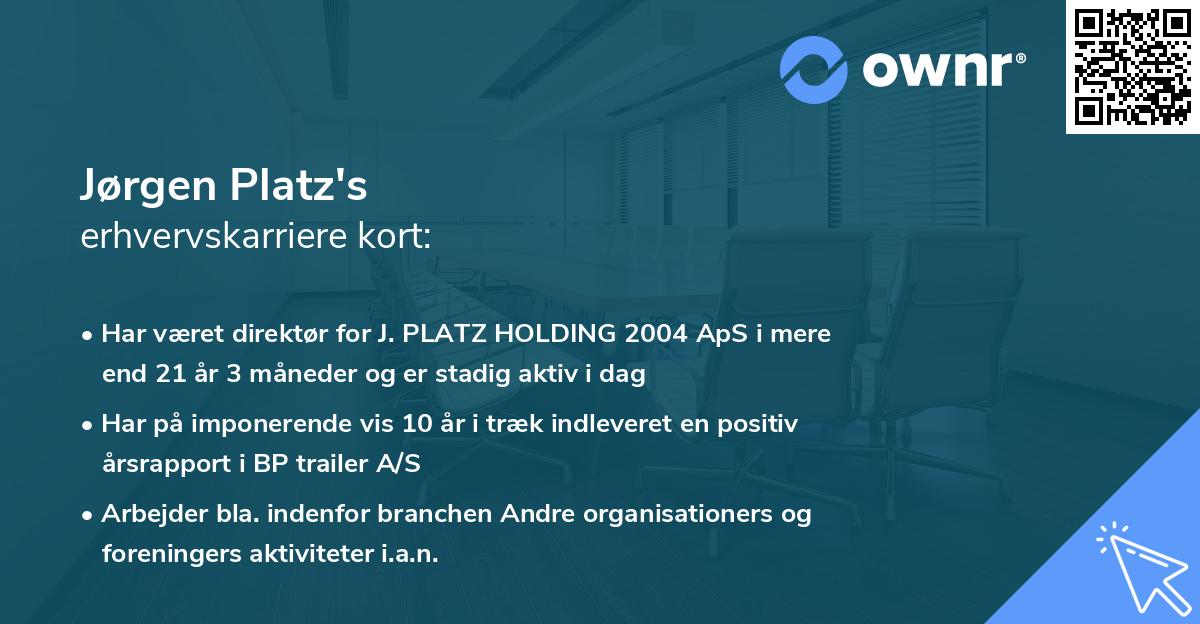Jørgen Platz's erhvervskarriere kort