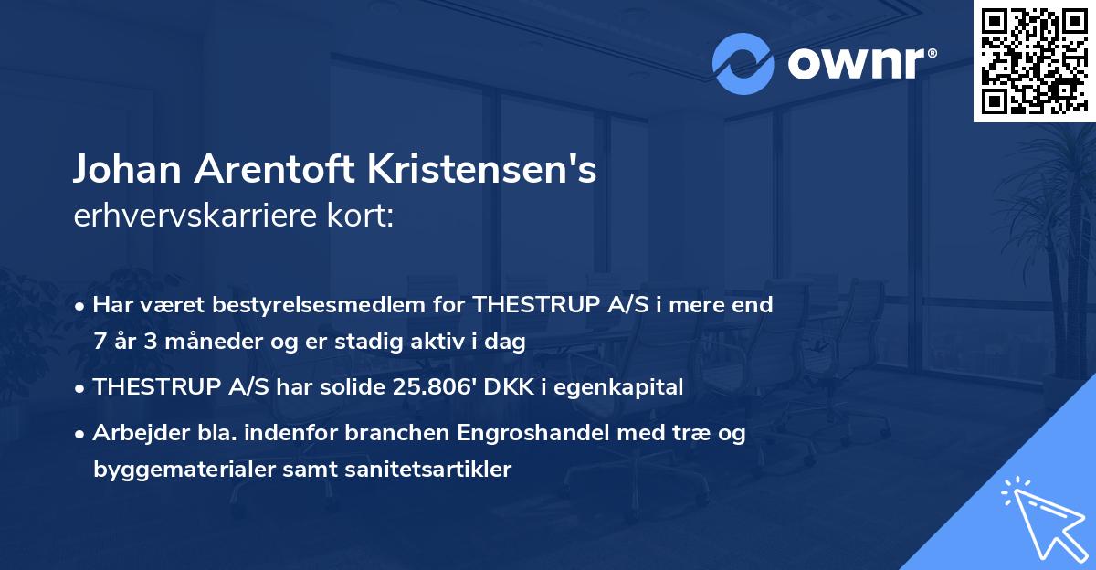 Johan Arentoft Kristensen's erhvervskarriere kort