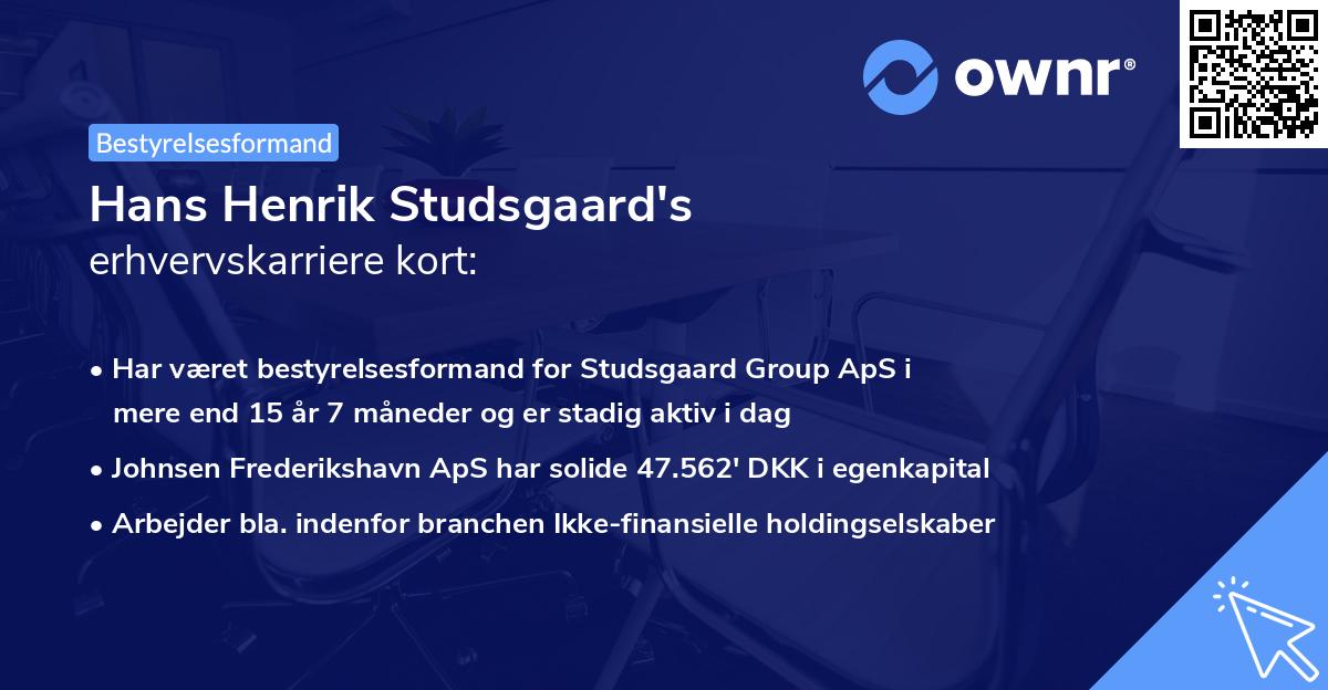 Hans Henrik Studsgaard's erhvervskarriere kort