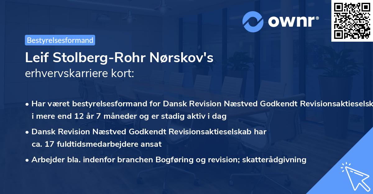 Leif Stolberg-Rohr Nørskov's erhvervskarriere kort