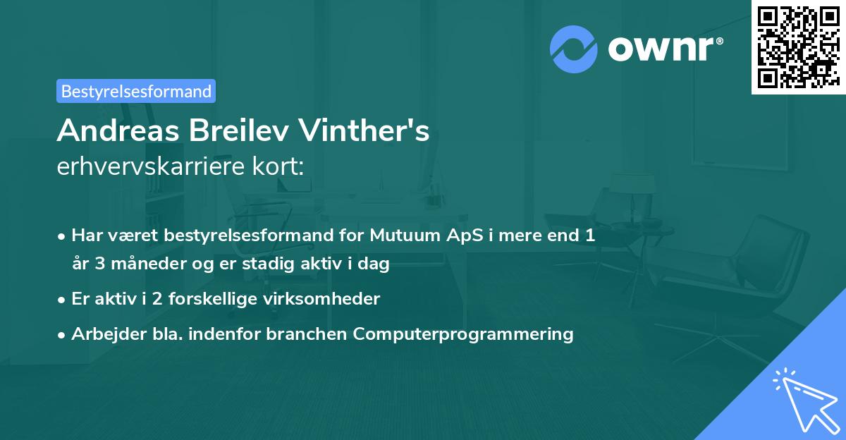 Andreas Breilev Vinther's erhvervskarriere kort