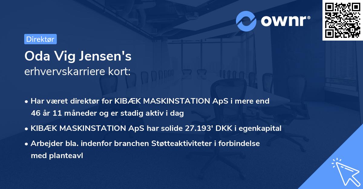 Oda Vig Jensen's erhvervskarriere kort