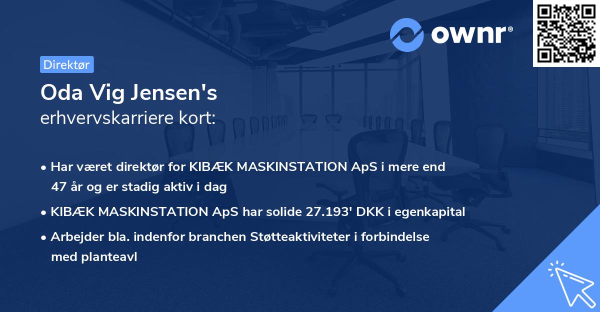 Oda Vig Jensen's erhvervskarriere kort