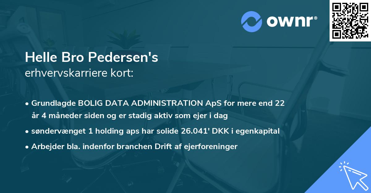 Helle Bro Pedersen's erhvervskarriere kort