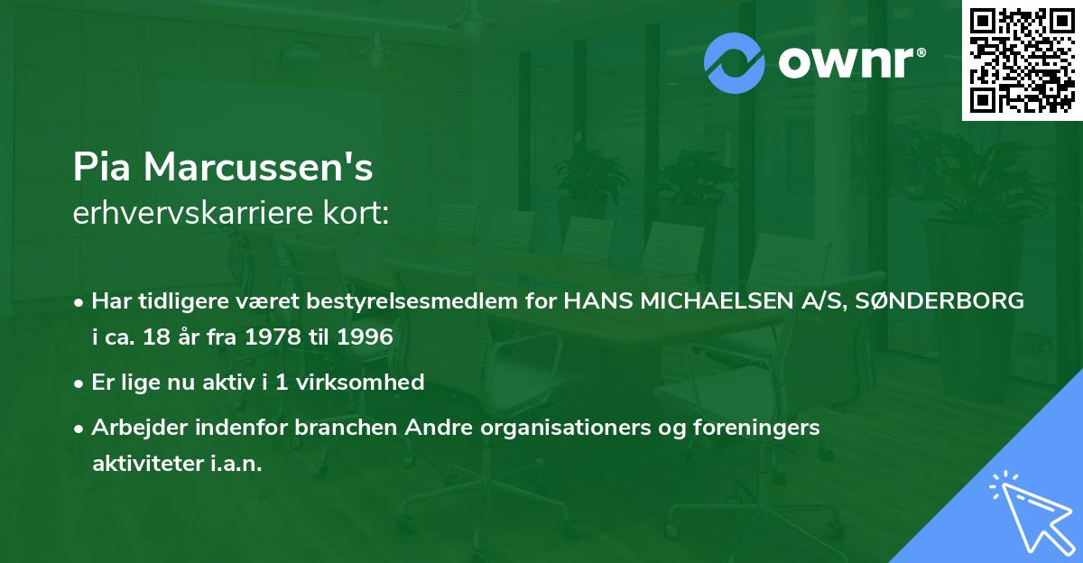 Pia Marcussen's erhvervskarriere kort