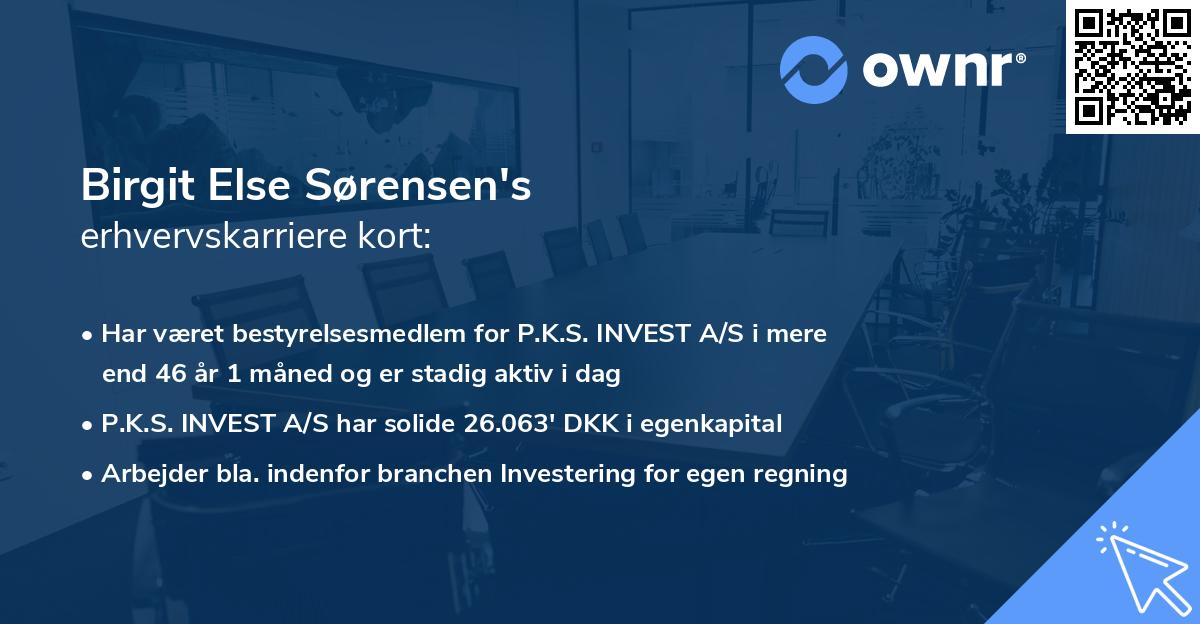 Birgit Else Sørensen's erhvervskarriere kort