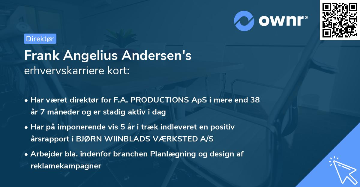 Frank Angelius Andersen's erhvervskarriere kort