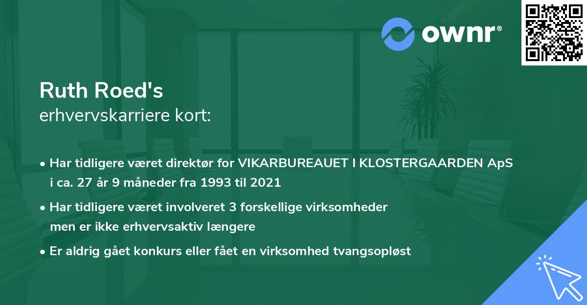 Ruth Roed's erhvervskarriere kort