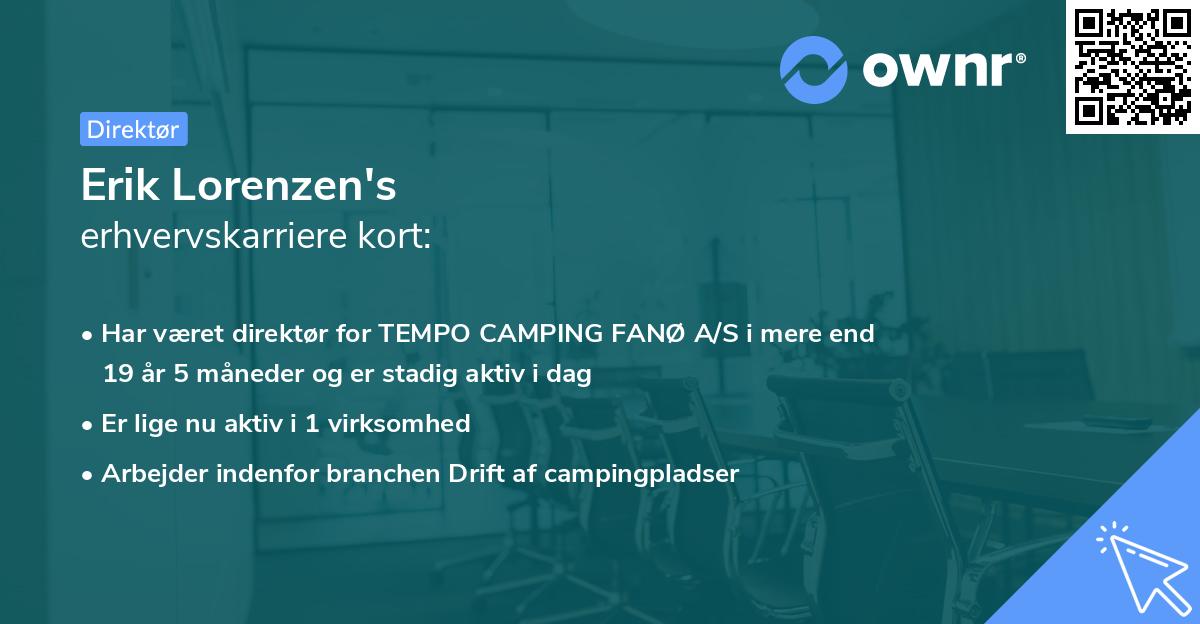 Erik Lorenzen's erhvervskarriere kort