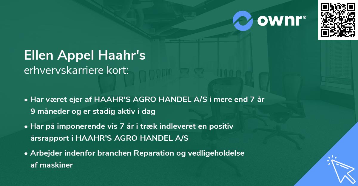Ellen Appel Haahr's erhvervskarriere kort