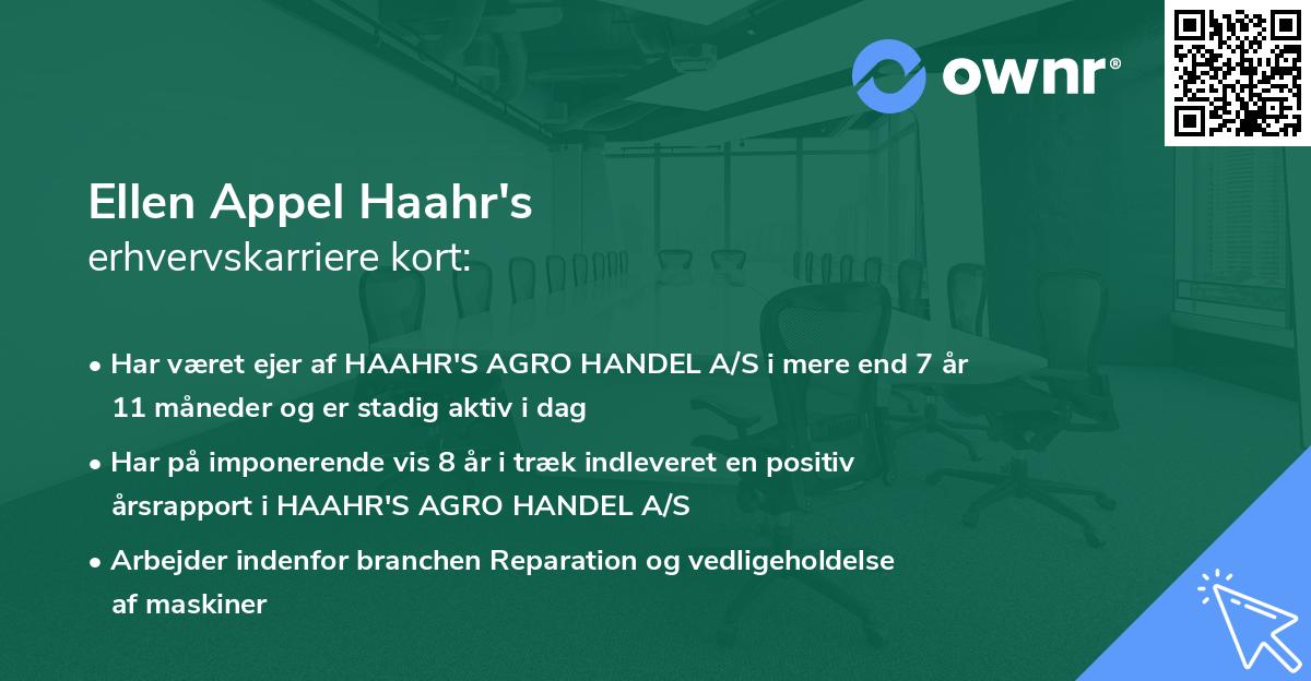 Ellen Appel Haahr's erhvervskarriere kort