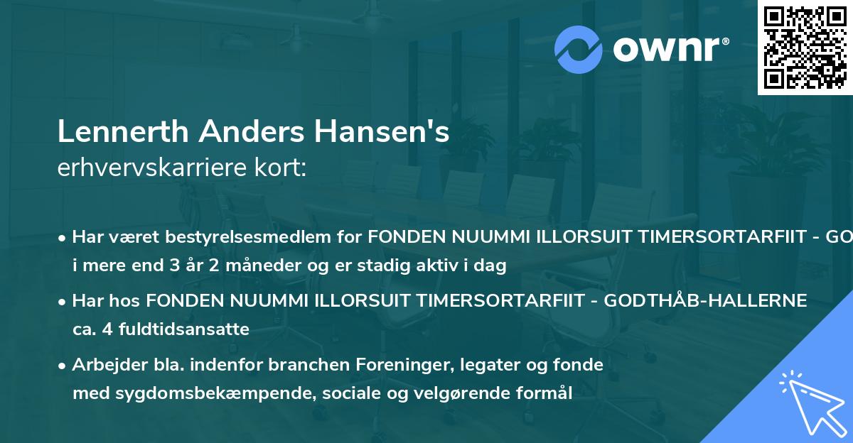 Lennerth Anders Hansen's erhvervskarriere kort