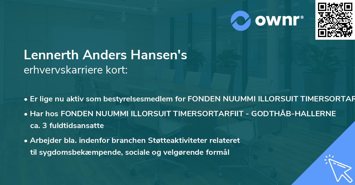 Lennerth Anders Hansen's erhvervskarriere kort