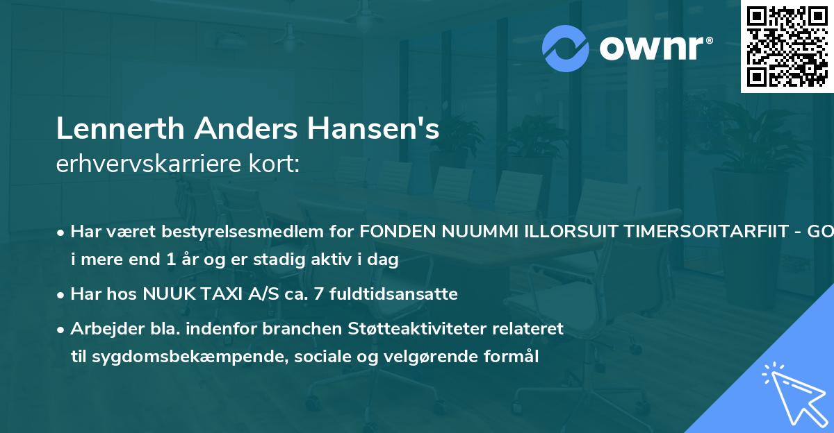 Lennerth Anders Hansen's erhvervskarriere kort