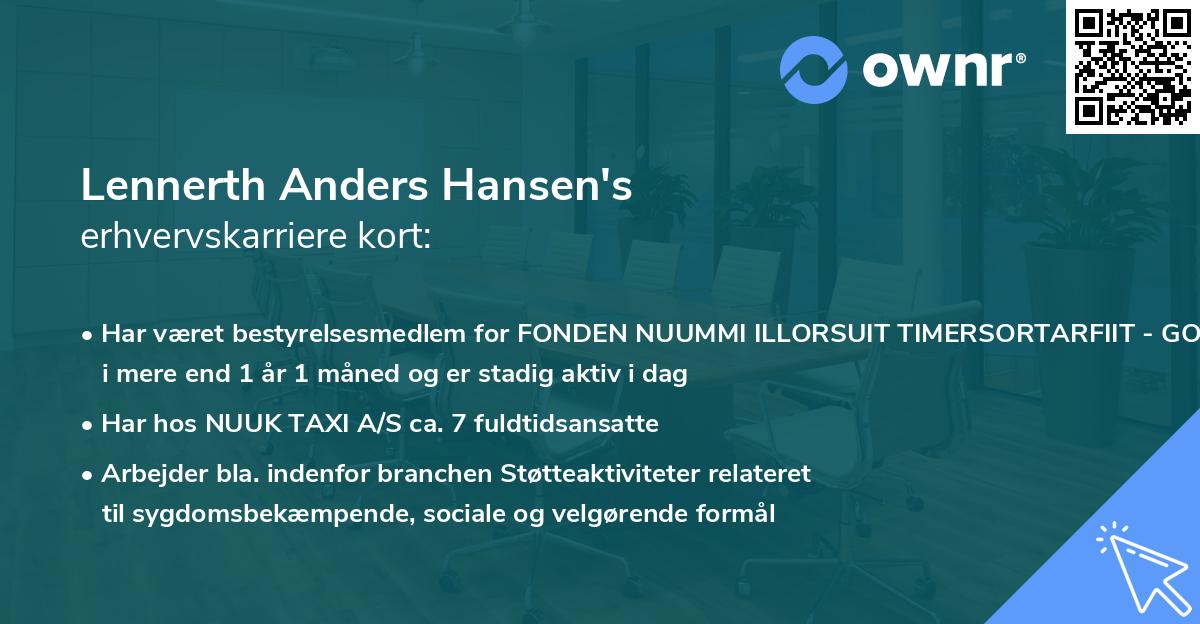 Lennerth Anders Hansen's erhvervskarriere kort