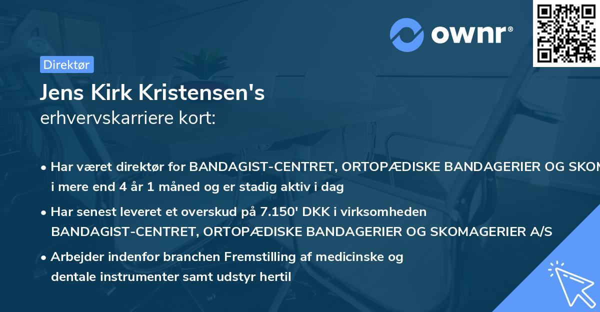Jens Kirk Kristensen's erhvervskarriere kort