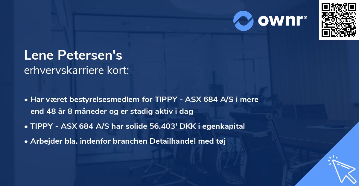 Lene Petersen's erhvervskarriere kort