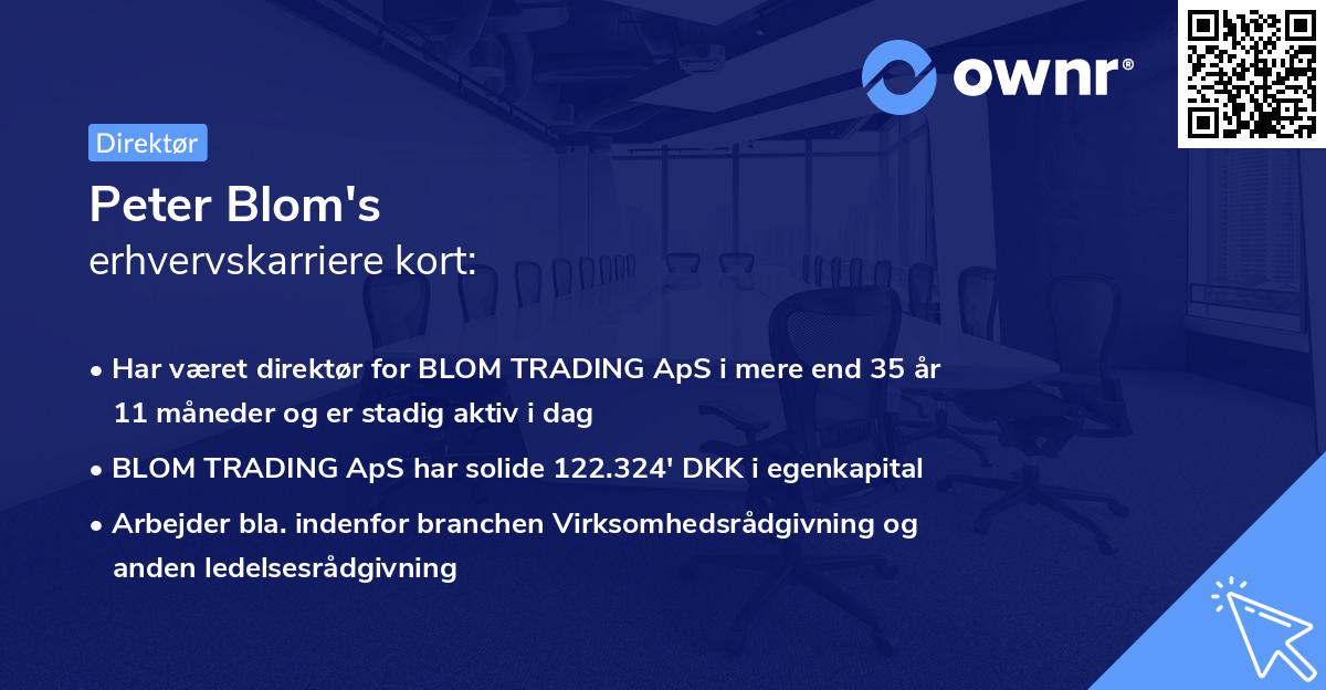 Peter Blom's erhvervskarriere kort