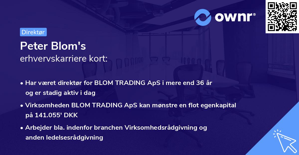 Peter Blom's erhvervskarriere kort