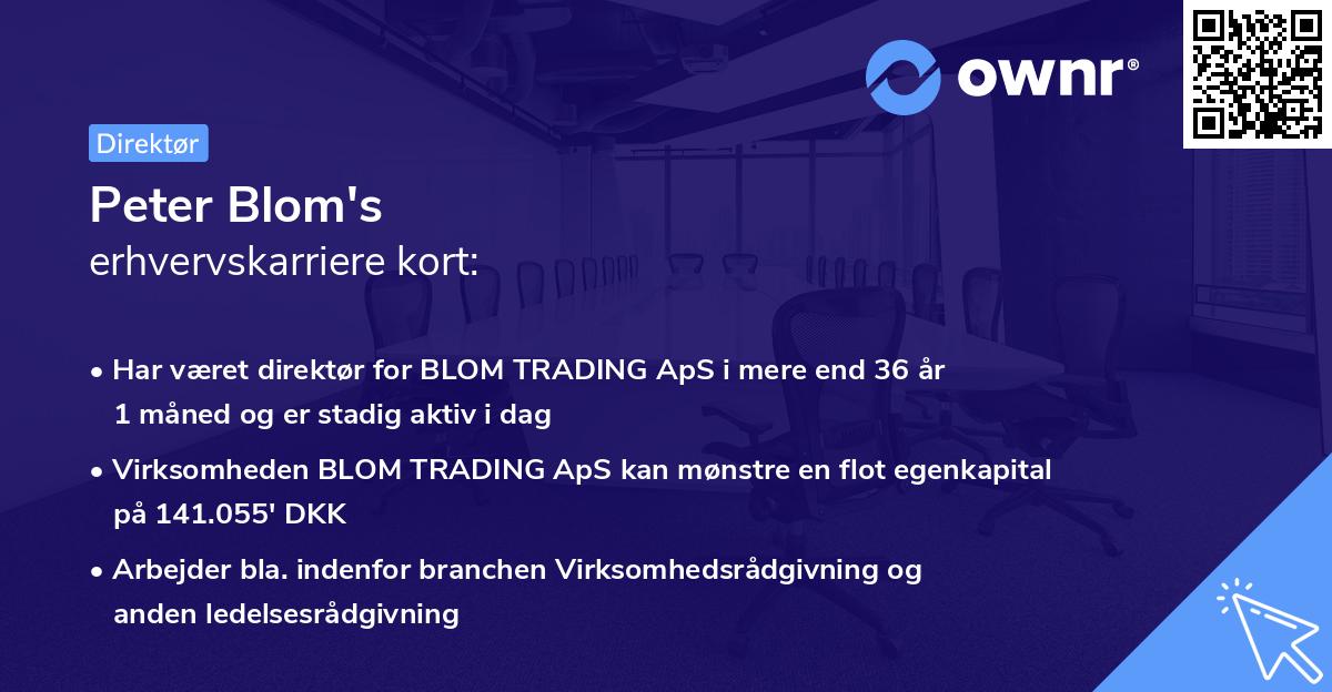 Peter Blom's erhvervskarriere kort