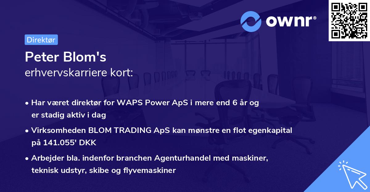 Peter Blom's erhvervskarriere kort