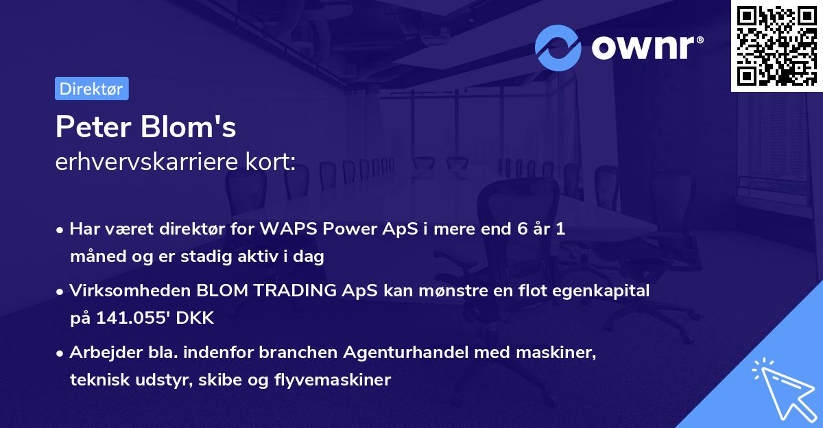 Peter Blom's erhvervskarriere kort