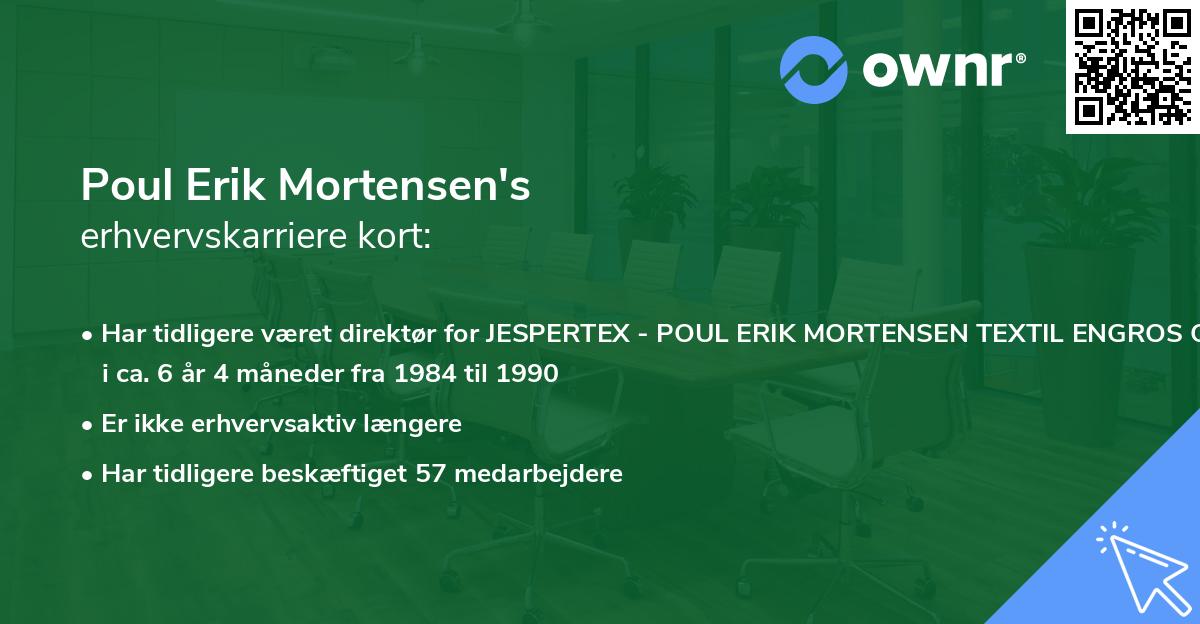 Poul Erik Mortensen's erhvervskarriere kort