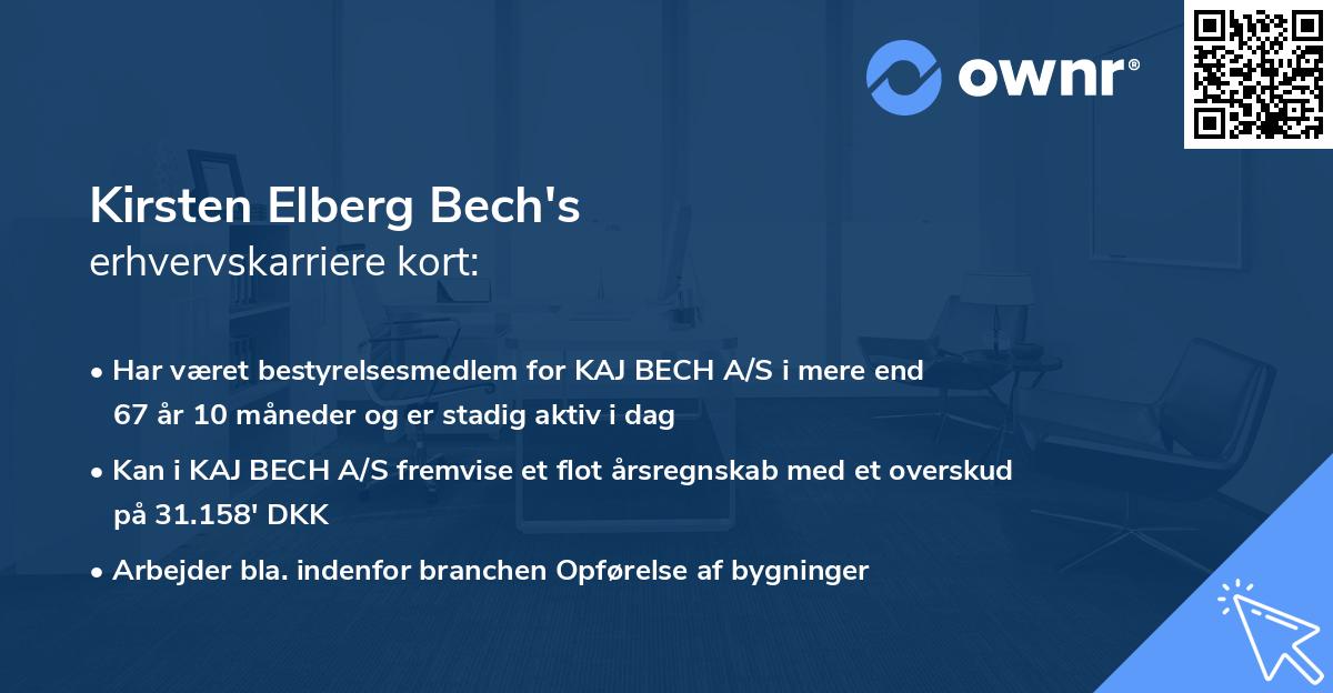 Kirsten Elberg Bech's erhvervskarriere kort
