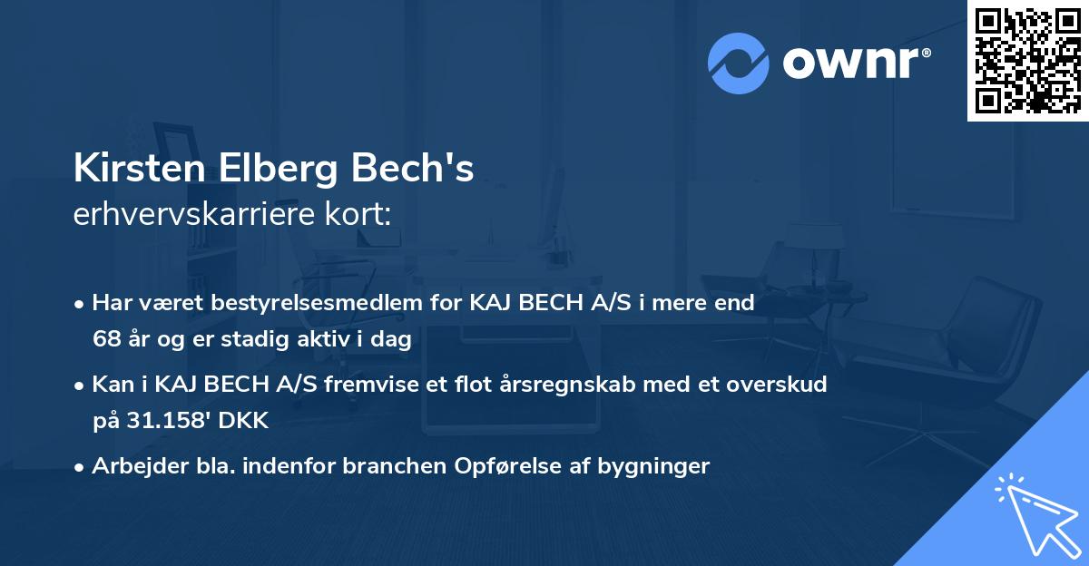 Kirsten Elberg Bech's erhvervskarriere kort