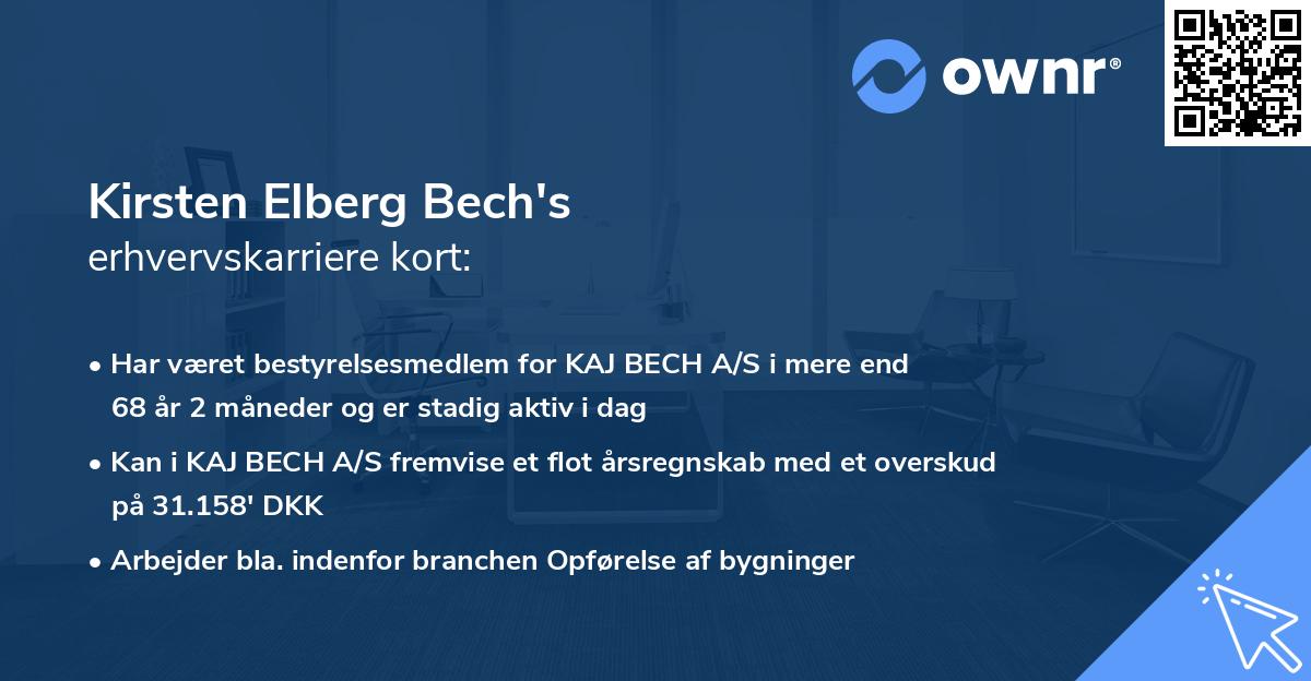 Kirsten Elberg Bech's erhvervskarriere kort