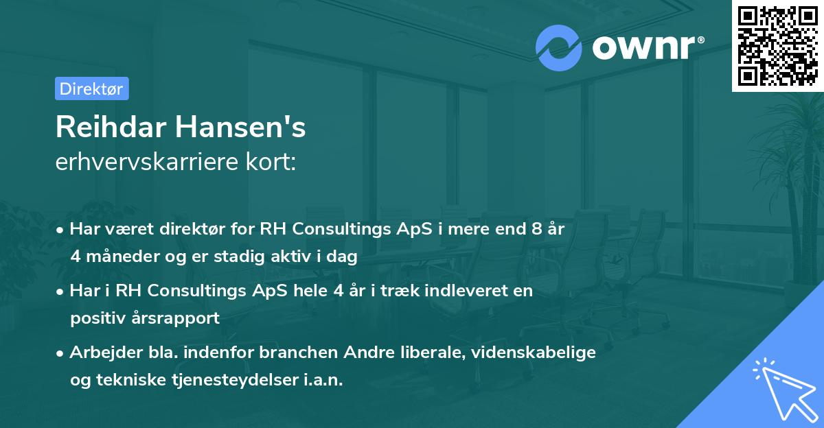 Reihdar Hansen's erhvervskarriere kort