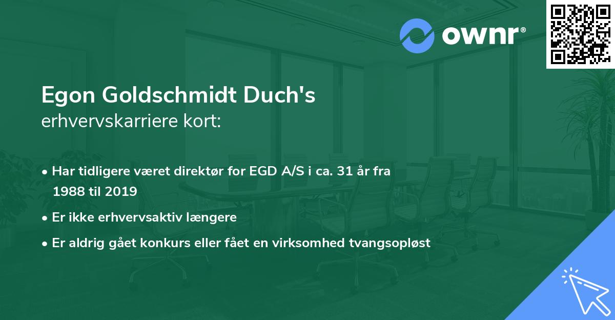 Egon Goldschmidt Duch's erhvervskarriere kort