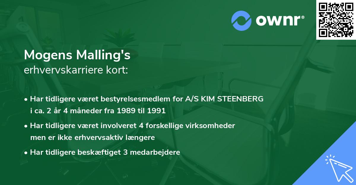 Mogens Malling's erhvervskarriere kort