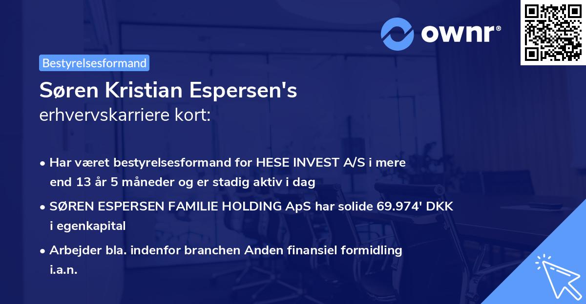 Søren Kristian Espersen's erhvervskarriere kort