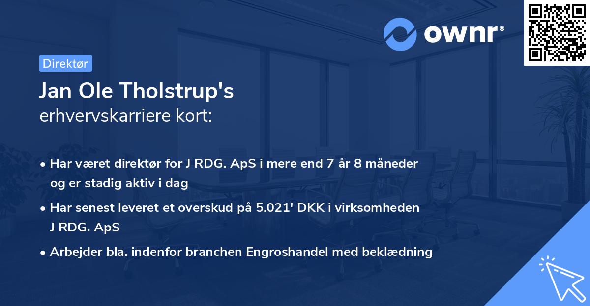 Jan Ole Tholstrup's erhvervskarriere kort