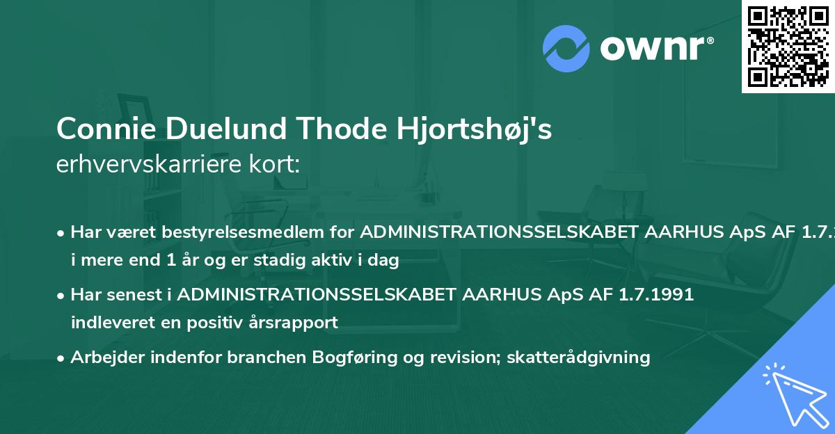 Connie Duelund Thode Hjortshøj's erhvervskarriere kort