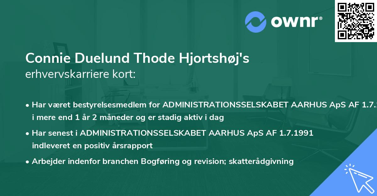Connie Duelund Thode Hjortshøj's erhvervskarriere kort
