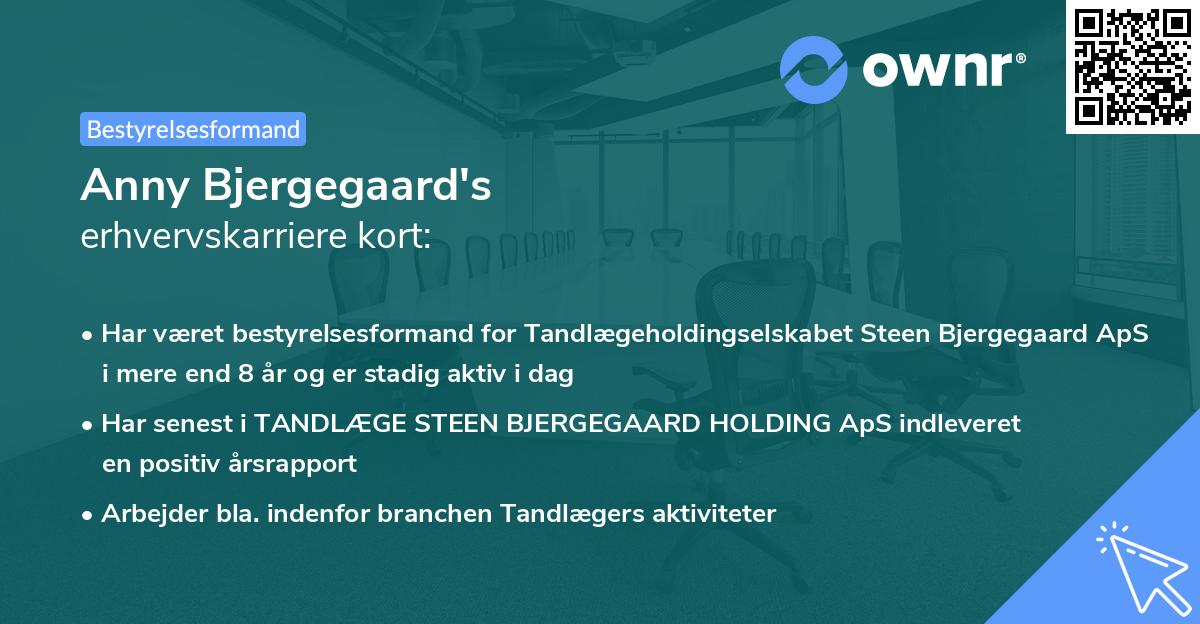 Anny Bjergegaard's erhvervskarriere kort